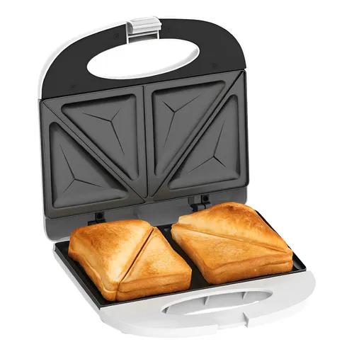 Sandwichera Tivoli Doble 750W, abierta con 2 sándwiches